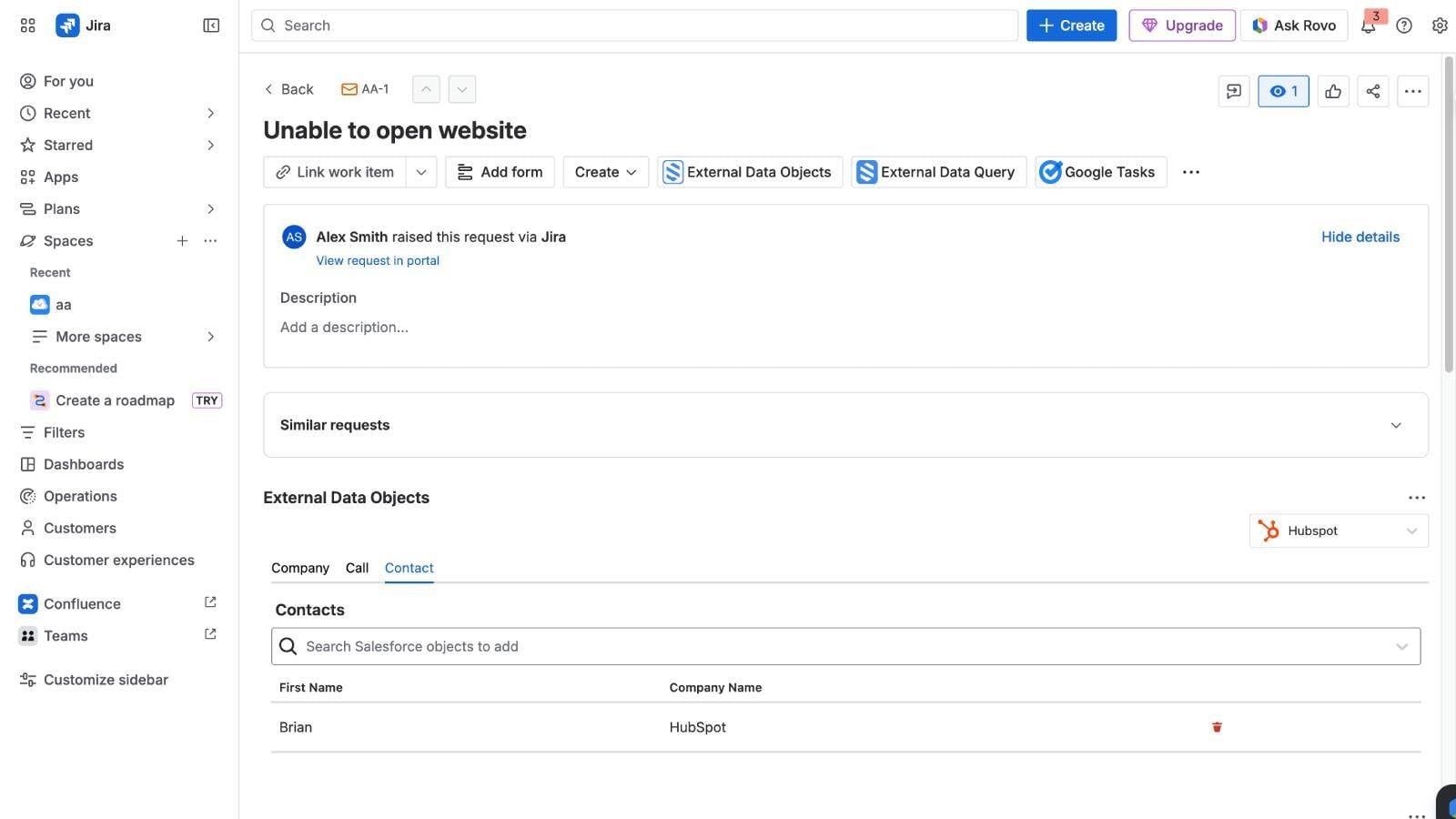View HubSpot Object in Jira