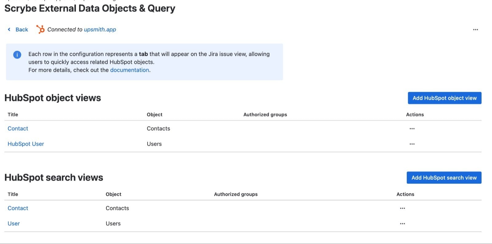 Configure HubSpot views in Jira issue